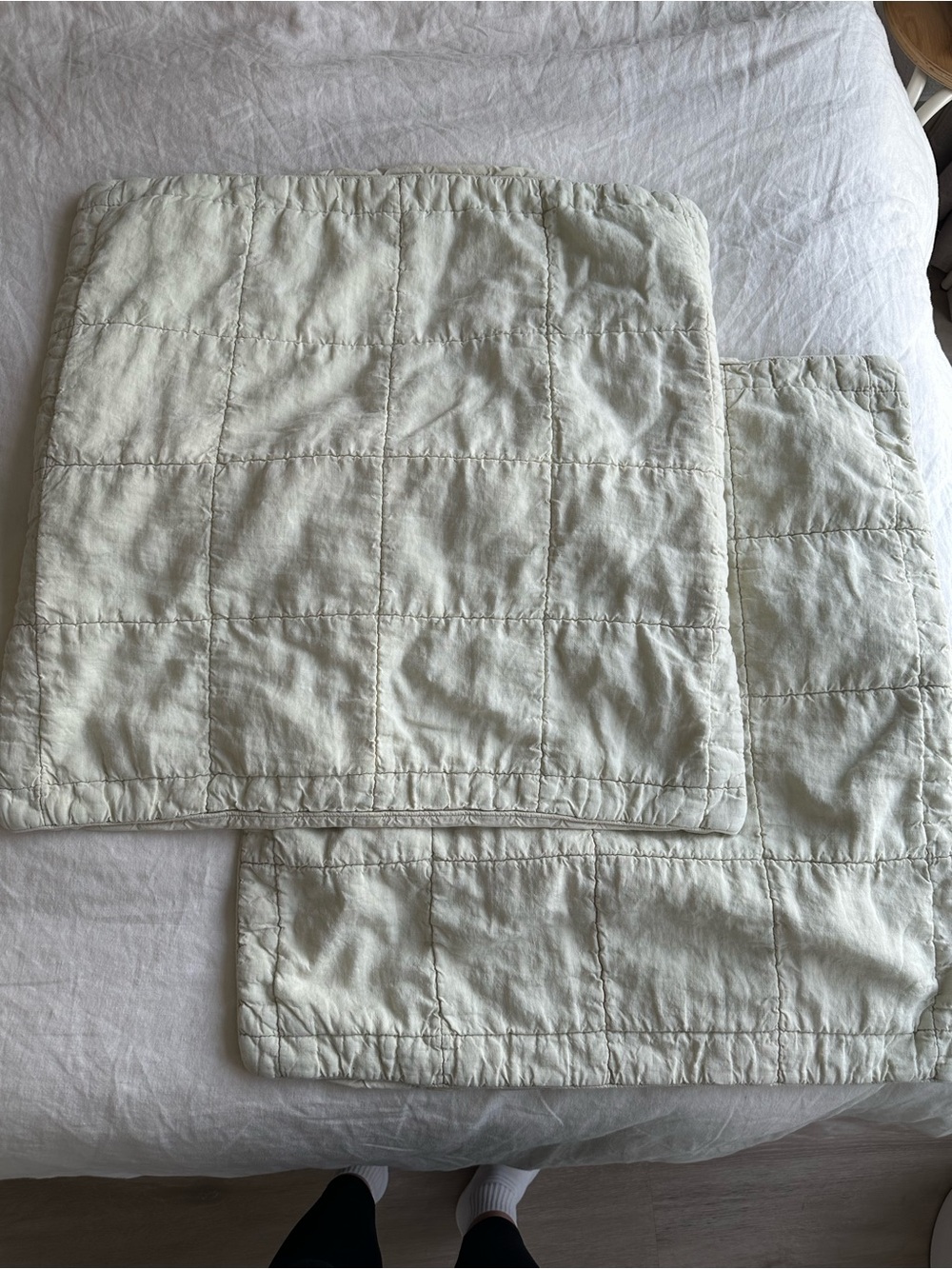 Parachute Linen Box Quilted Euro pillow Sham, bone, 26 X 26